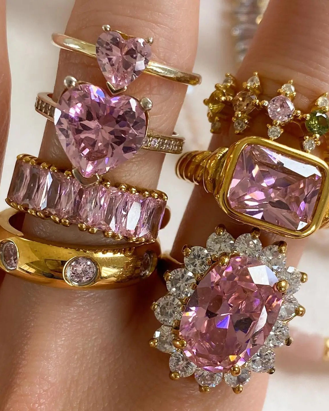 Pink Stone Rings