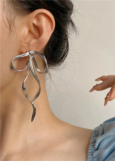 Silver Bow Earrings