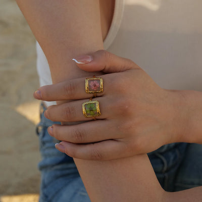 Flower Glass Rings