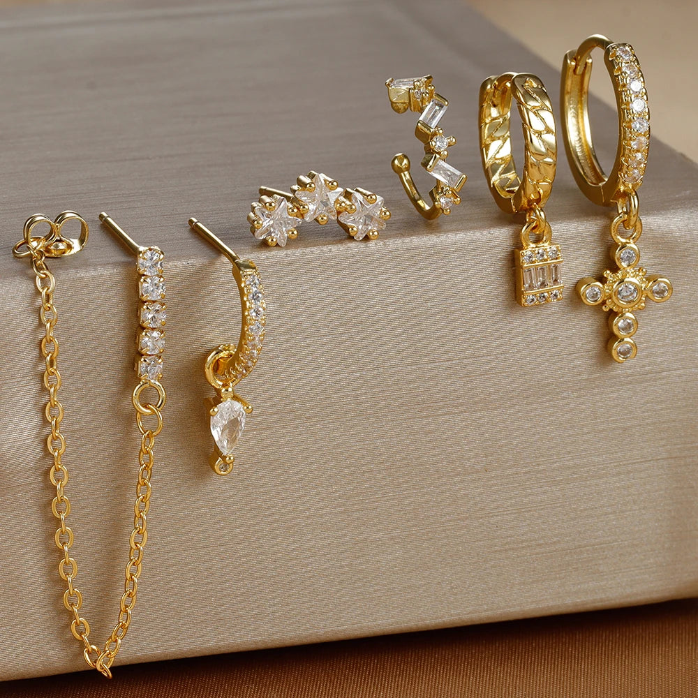Cross Hoop Earring Set