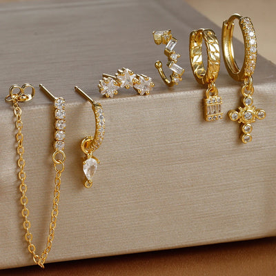 Cross Hoop Earring Set