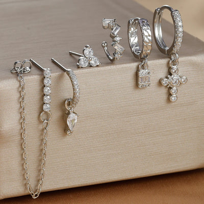 Cross Hoop Earring Set