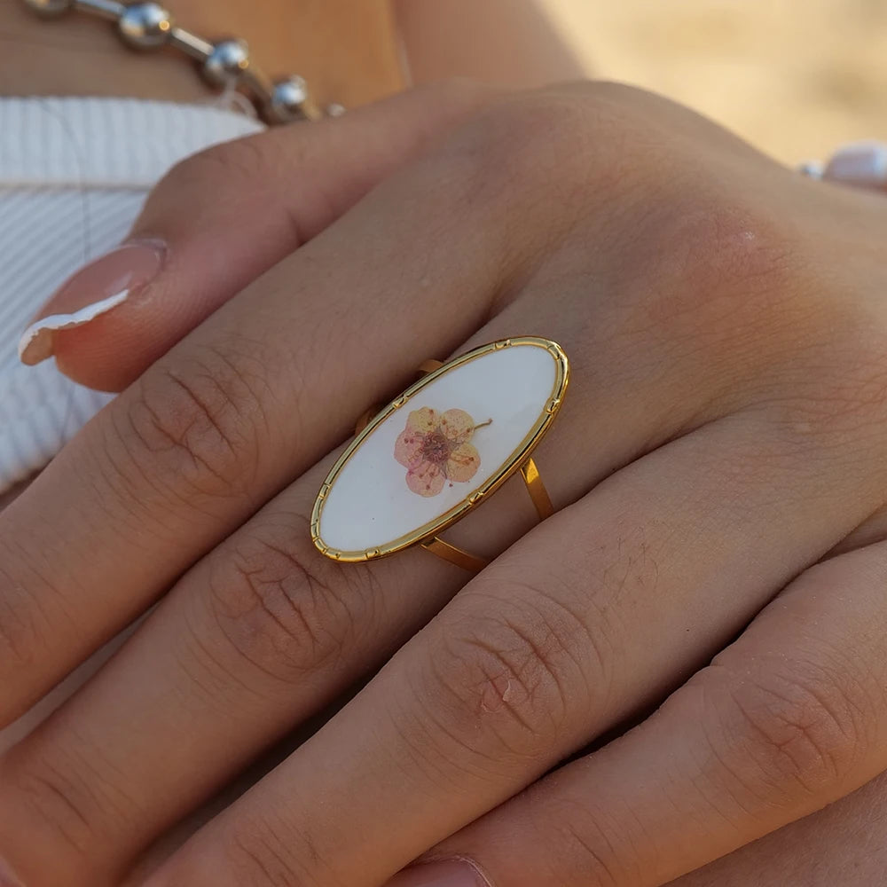 Flower Glass Rings
