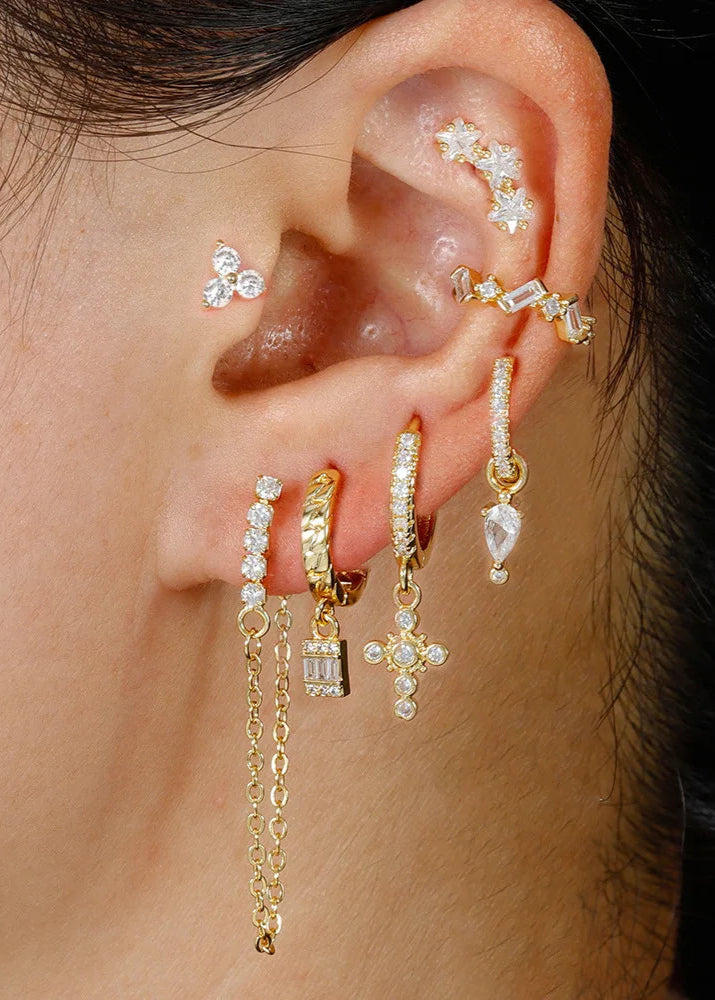 Cross Hoop Earring Set