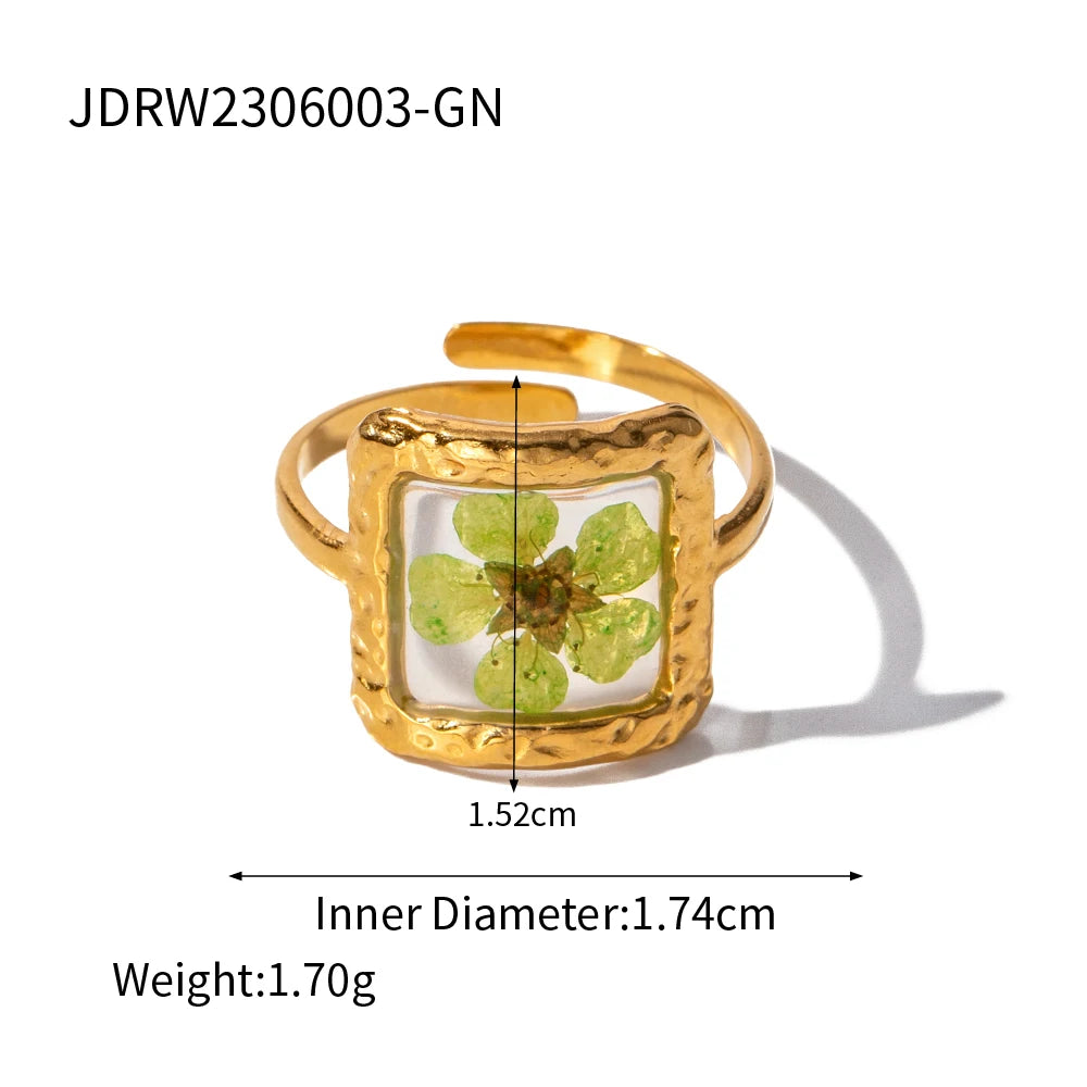 Flower Glass Rings