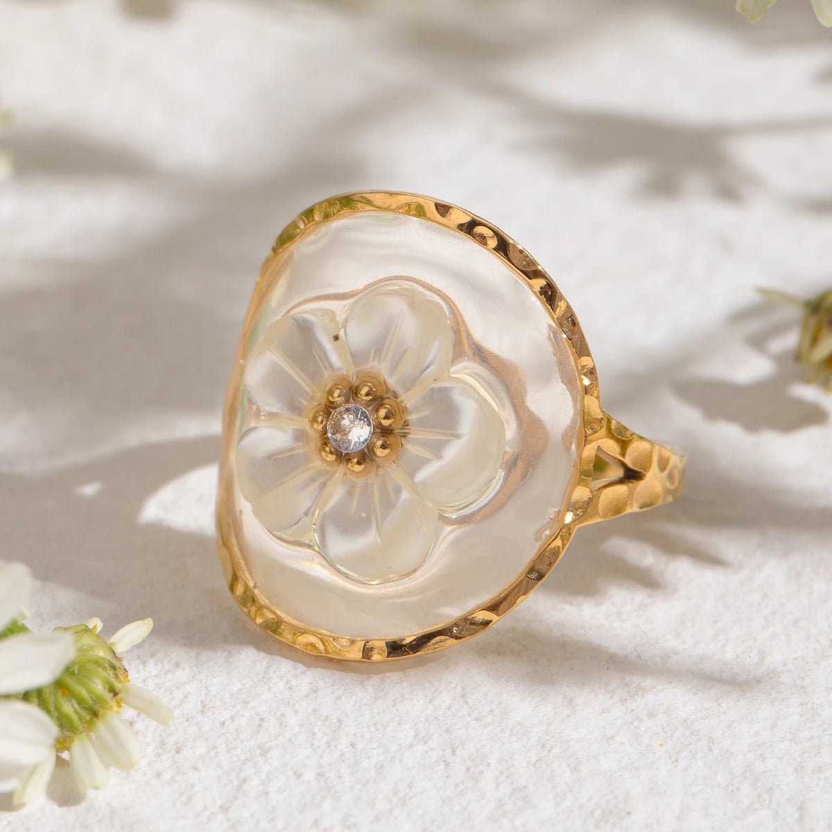 Floral Glass Ring