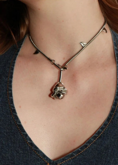 Silver Rose Necklace