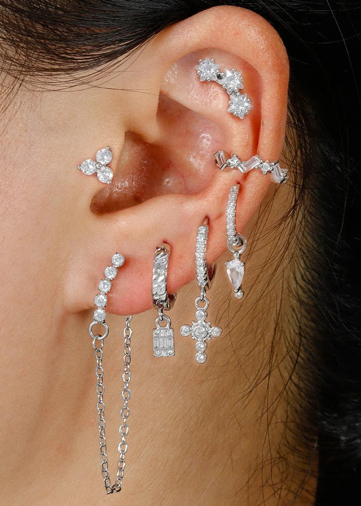 Cross Hoop Earring Set