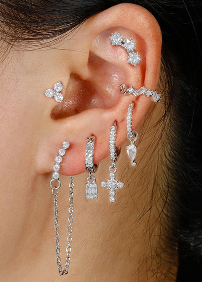 Cross Hoop Earring Set