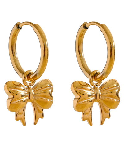 Silver Bow Tie Hoops