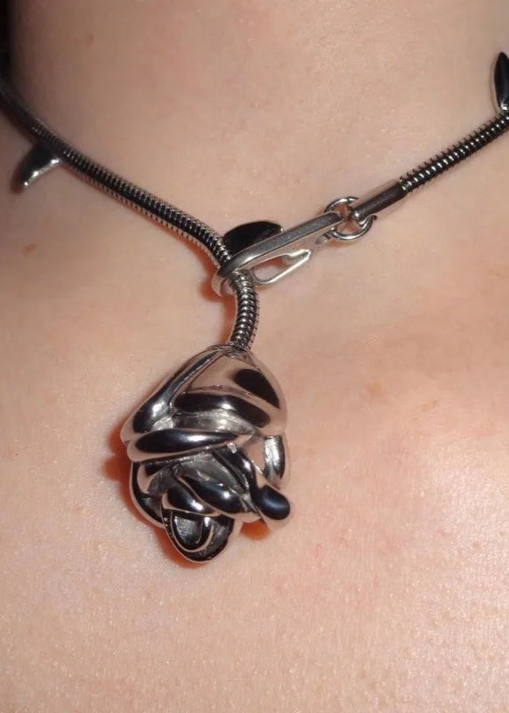 Silver Rose Necklace
