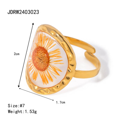 Flower Glass Rings