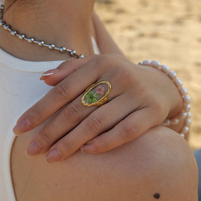 Flower Glass Rings