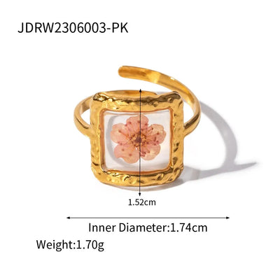 Flower Glass Rings