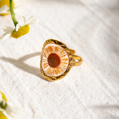 Flower Glass Rings