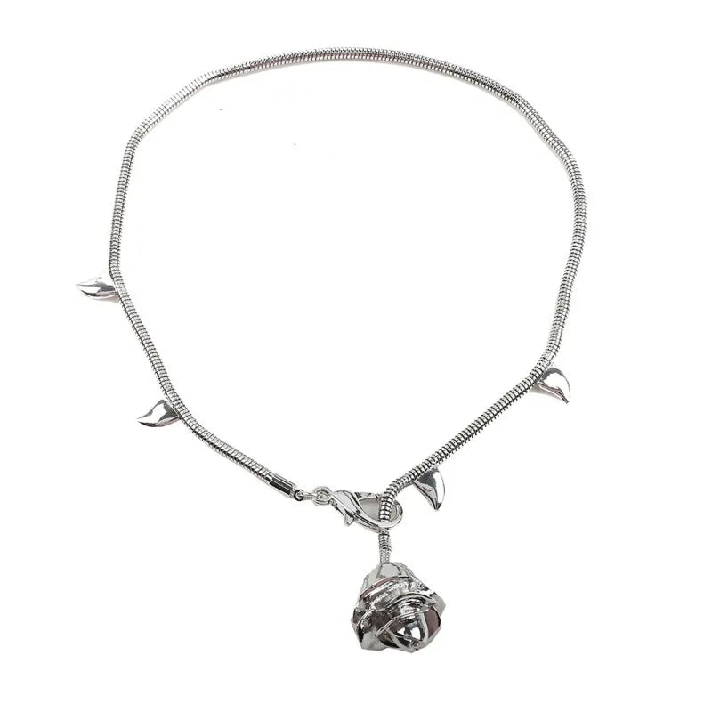 Silver Rose Necklace
