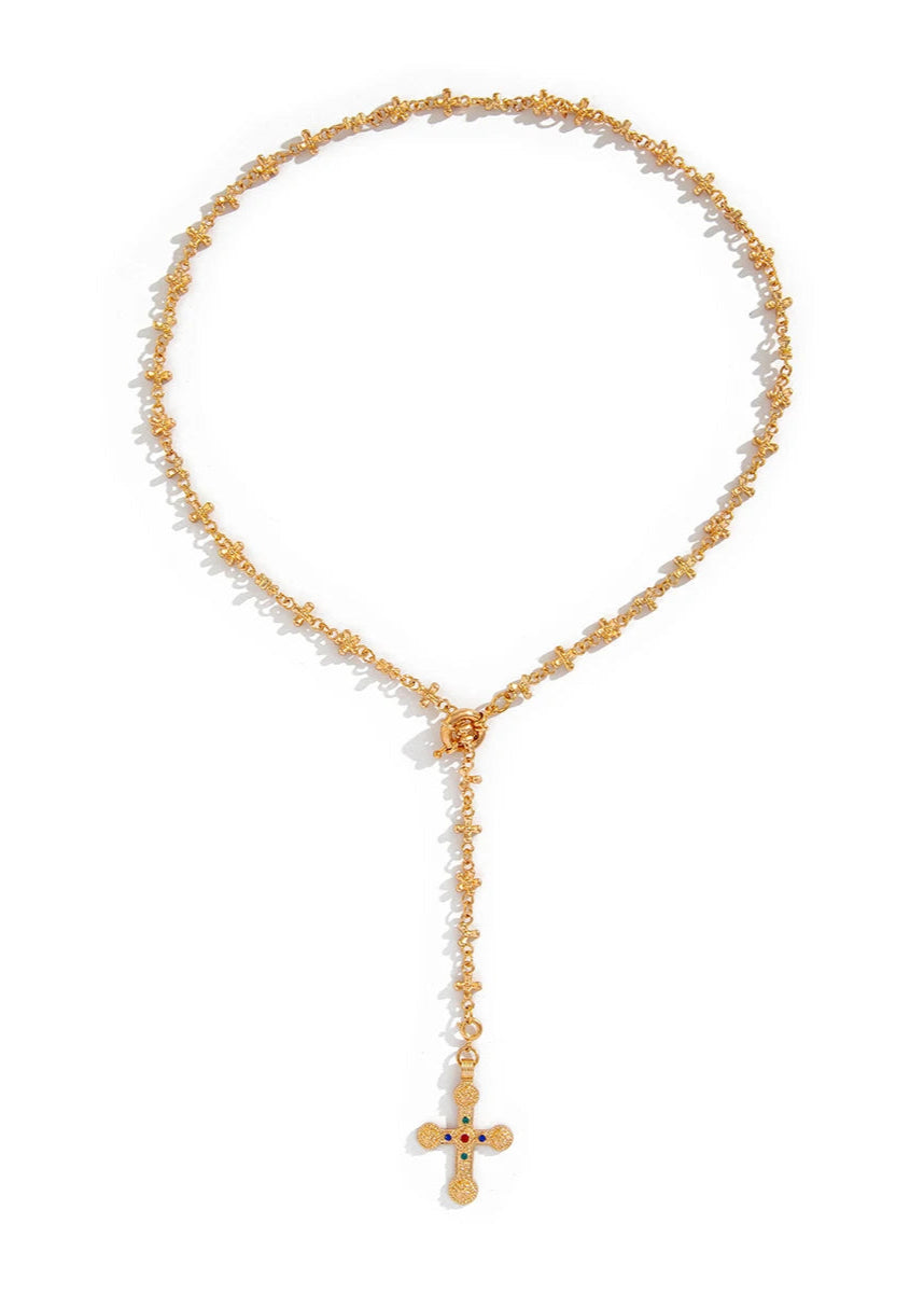 Silver Spike Cross Necklace