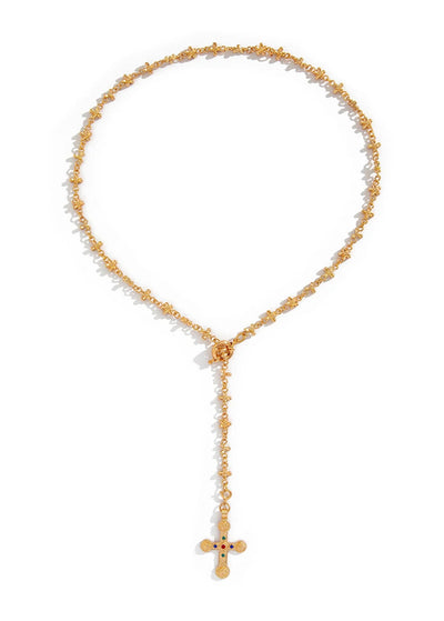 Silver Spike Cross Necklace