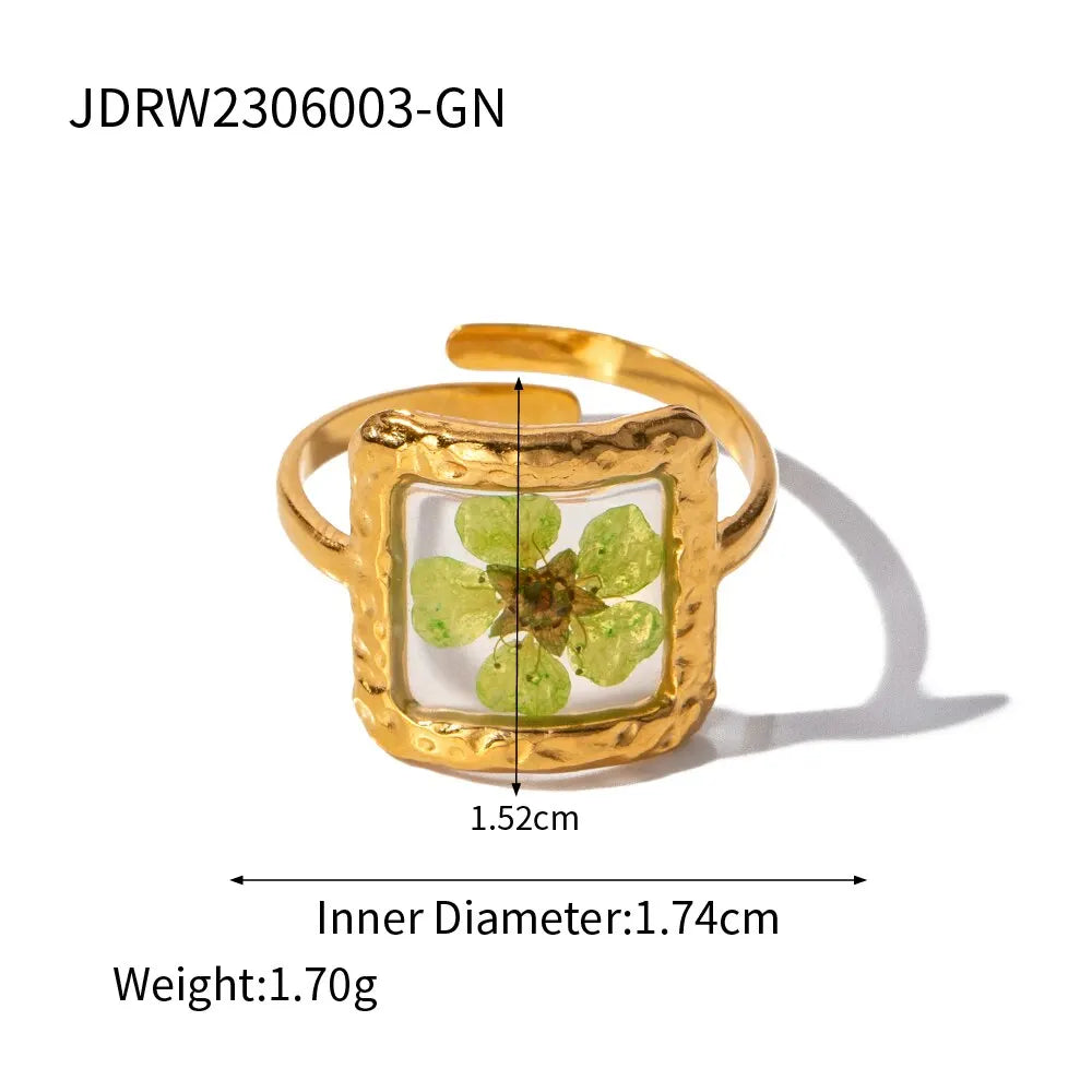 Flower Glass Rings