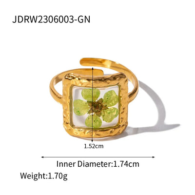 Flower Glass Rings