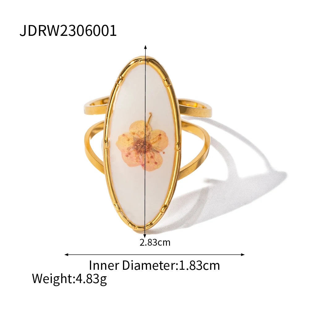 Flower Glass Rings