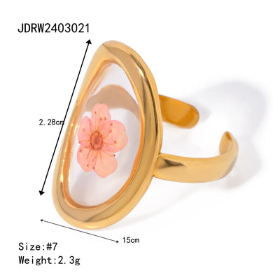 Flower Glass Rings