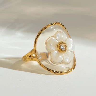 Floral Glass Ring