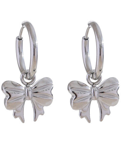 Silver Bow Tie Hoops