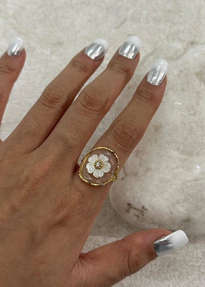 Floral Glass Ring