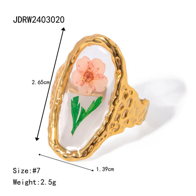 Flower Glass Rings