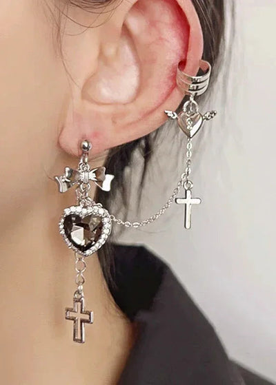 Heart Cross Earrings