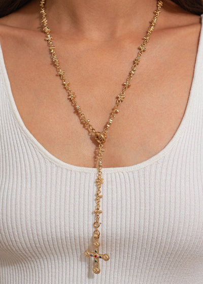 Silver Spike Cross Necklace