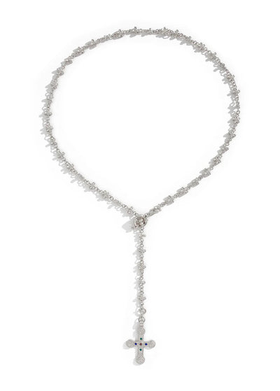 Silver Spike Cross Necklace