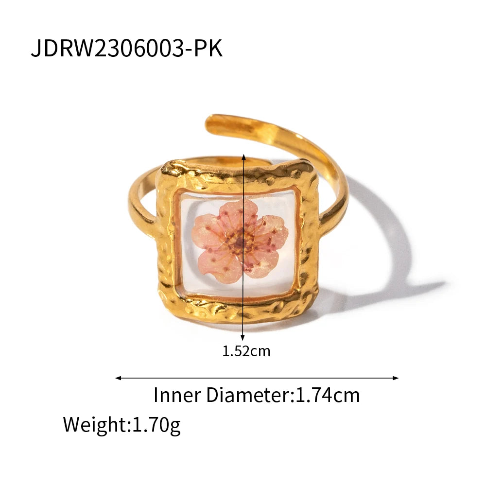 Flower Glass Rings